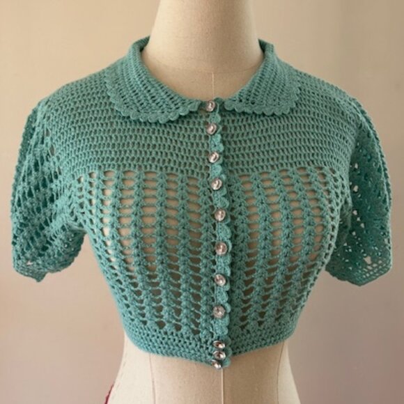 Betsey Johnson Sweaters - Vintage Betsey Johnson Crochet Cropped Cardigan